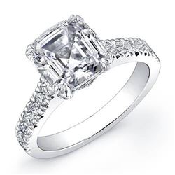 Natural 1.96 CTW Asscher Cut Diamond Engagement Ring 18KT White Gold