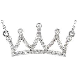 Natural 0.22 CTW Diamond Petite Crown Expression Pendant Necklace 18KT White Gold