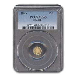 1875 Indian Round 25 cent Gold MS-65 PCGS (BG-847)