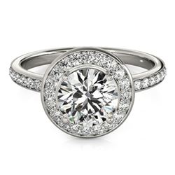 Natural 1.65 ctw Diamond Solitaire Halo Ring 14k White Gold
