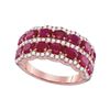 Image 1 : 18kt Rose Gold Womens Oval Ruby Diamond Row Band Ring 3-7/8 Cttw