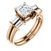 Image 1 : Natural 1.52 CTW Asscher Cut & Baguette Diamond Bridal Set 18KT Rose Gold