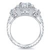 Image 3 : Natural 2.82 CTW Halo Cushion Cut & Trapezoids Eternity Diamond Ring 18KT White Gold
