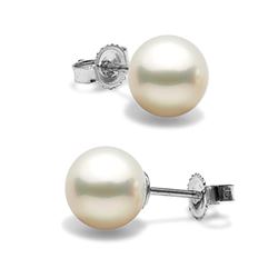 White Freshwater Pearl Earrings, 7.5-8.0mm