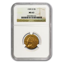 $5 Indian Gold Half Eagle MS-63 NGC
