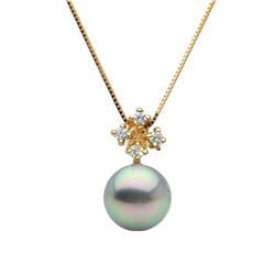Blue Akoya Pearl and Diamond Elsa Pendant