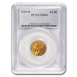 1925-D $2.50 Indian Gold Quarter Eagle MS-63 PCGS