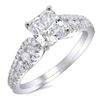 Image 1 : Natural 2.88 CTW Radiant Cut Loop Shank Diamond Engagement Ring 18KT White Gold