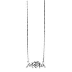 14k White Gold MOM Vibrant Diamond 18in Necklace - 18 in.