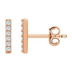 Natural 0.14 CTW Diamond Bar Earrings 14KT Rose Gold