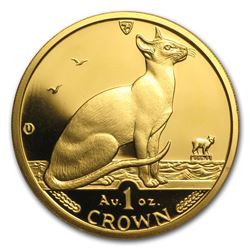 1992 Isle of Man 1 oz Gold Siamese Cat BU