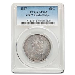 1837 Reeded Edge Half Dollar MS-62 PCGS (GR-7)