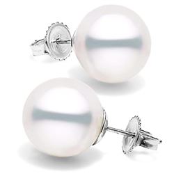 White South Sea Pearl Stud Earrings, 13.0-14.0mm