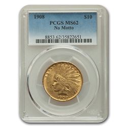 1908 $10 Indian Gold Eagle MS-62 PCGS (No Motto)