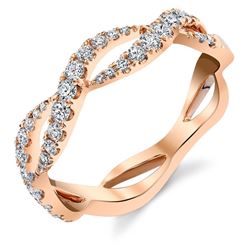 Natural 0.35 CTW Stackable Diamond Waves Infinity Ring 14KT Rose Gold