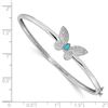 Image 2 : 14k White Gold .262ct Diamond Turquoise Butterfly Bangle - 7 in.