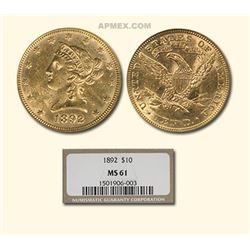 1892 $10 Liberty Gold Eagle MS-61 NGC