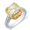 Image 1 : Natural 4.27 CTW Canary Light Yellow Cushion Cut Diamond Engagement Ring 14KT Two-tone