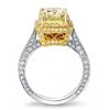 Image 3 : Natural 4.27 CTW Canary Light Yellow Cushion Cut Diamond Engagement Ring 14KT Two-tone