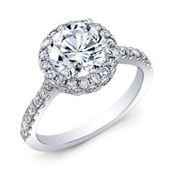 Natural 2.52 CTW Halo Round Cut Diamond Engagement Ring 14KT White Gold