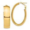 Image 1 : 14k Yellow Gold Omega Back Oval Hoop Earrings - 10x24 mm