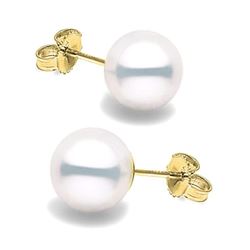 White South Sea Pearl Stud Earrings, 9.0-10.0mm
