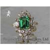 Image 1 : RHJ Unique Simulated Emerald (YAG) Ring w CZs #1503308