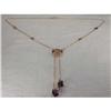 Rare Estate 14K YG Gold Amethyst Drop Necklace #1527817