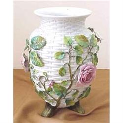 European porcelain vases with applied roses and#1527945