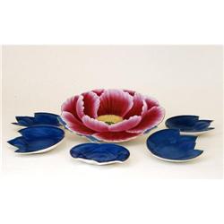 6 Japanese Fukagawa Arita Lotus Flower & Leaf #1527959