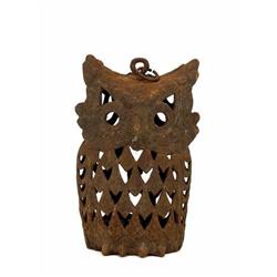 Old Japanese Cast Iron Owl Garden Lamp Lantern #1527978