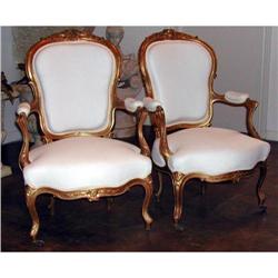 Fabulous Pair of French Giltwood Arm Chairs #1539125