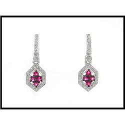 18K WHITE GOLD RUBY DIAMOND DANGLE #1539271