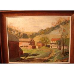 OIL ON BOARD AMERICAN REGIONALIST LANDSCAPE #1539352