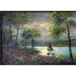 Joseph Altmann Oil Painting, Boat at the Lake #1539440