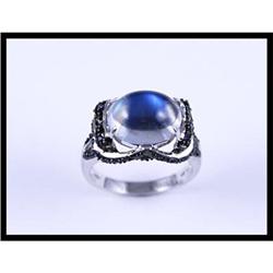 Rich 18K White Gold Moon Stone and Sapphire #1539604