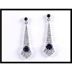 FINE WATER SAPPHIRE DIAMOND GOLD DANGLE #1539645