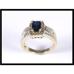 14K Yellow Gold Diamond and Sapphire Ring #1539647