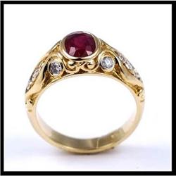 Art Nouveau Design Ruby And Diamond Ring #1539661