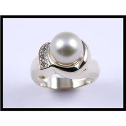 Majestic 14K Yellow Gold Pearl and Diamond Ring#1539671