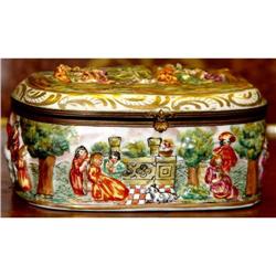 1900 Capo di Monte porcelain high relief box, #1539758