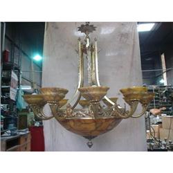 Cast Bronze and alabaster chandelier #1539773