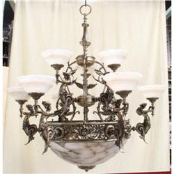 Cast Bronze and alabaster chandelier #1539774