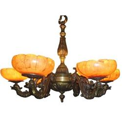 All casted bronze and alabaster chandelier #1539780