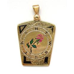 Keystone-shaped gold Masonic pendant #1539819