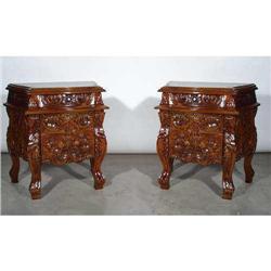 PAIR ORNATE VICTORIAN ACCENT NIGHTSTAND TABLE #1539950