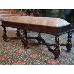 OLD WORLD EUROPEAN BARLEY TWIST JACOBEAN BENCH #1539954