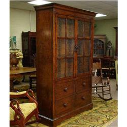 ANTIQUE WALNUT LINEN PRESS CABINET ARMOIRE #1539956