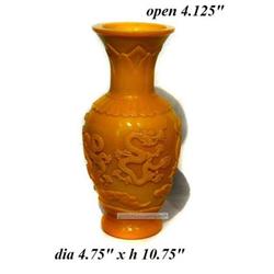 Chinese Dragon Carving Yellow Peking Glass Vase#1539959