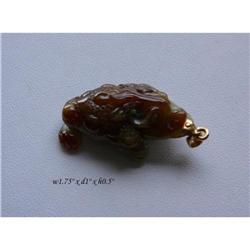 Small Chinese Jade Money Coin Frog Pendant #1539963